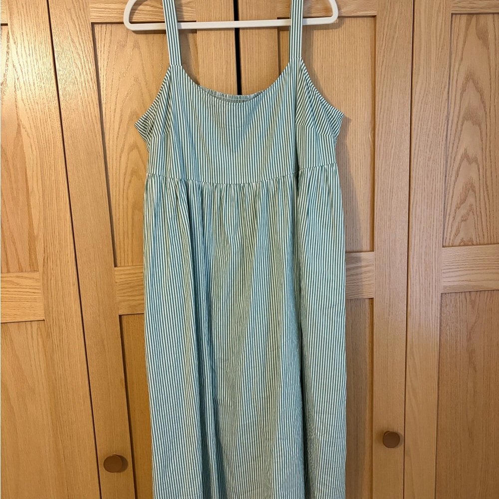 Ava & Viv Green and White Striped Sundress